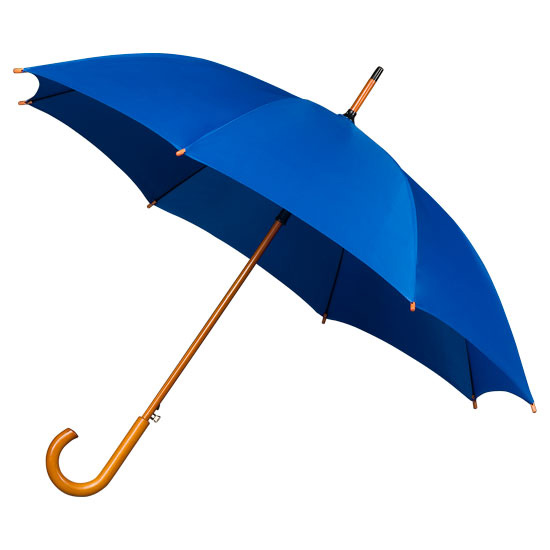 blue wood stick umbrella