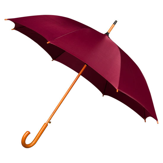maroon wood stick umbrella