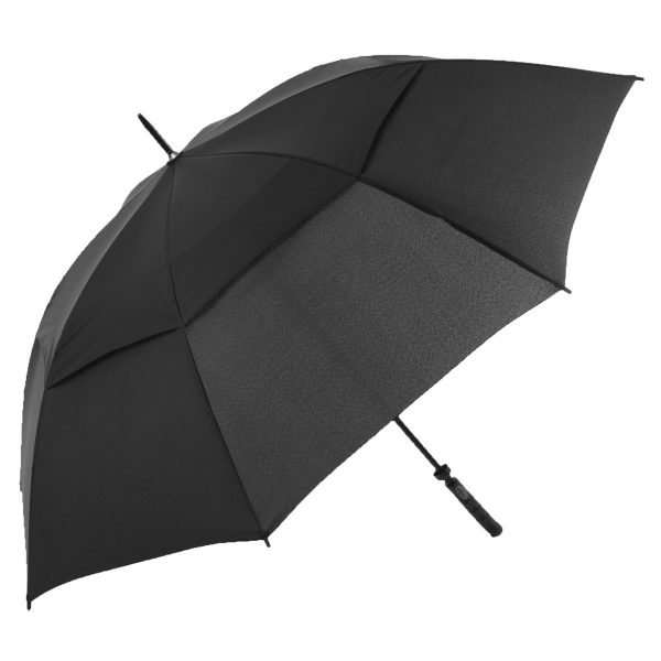 Wholesale price black auto-open vented golf umbrella.