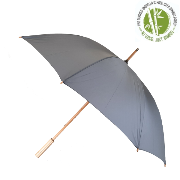 This is our wholesale grey eco umbrella made from bamboo and RPET fabric.
