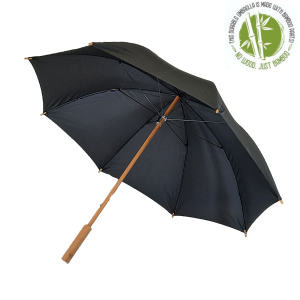 This is our wholesale black eco umbrella made from bamboo and RPET fabric.