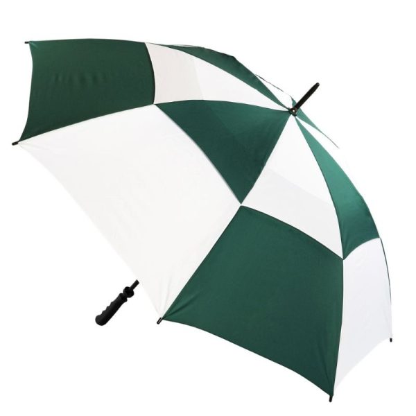 Green and white vented golf umbrella